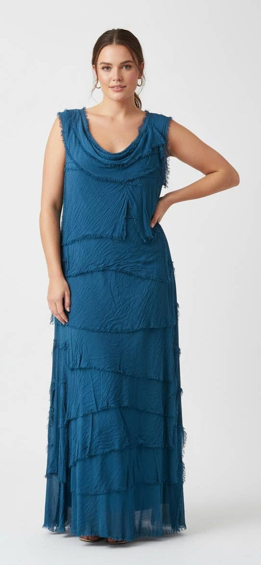 Silk Maxi Ruffle Dress