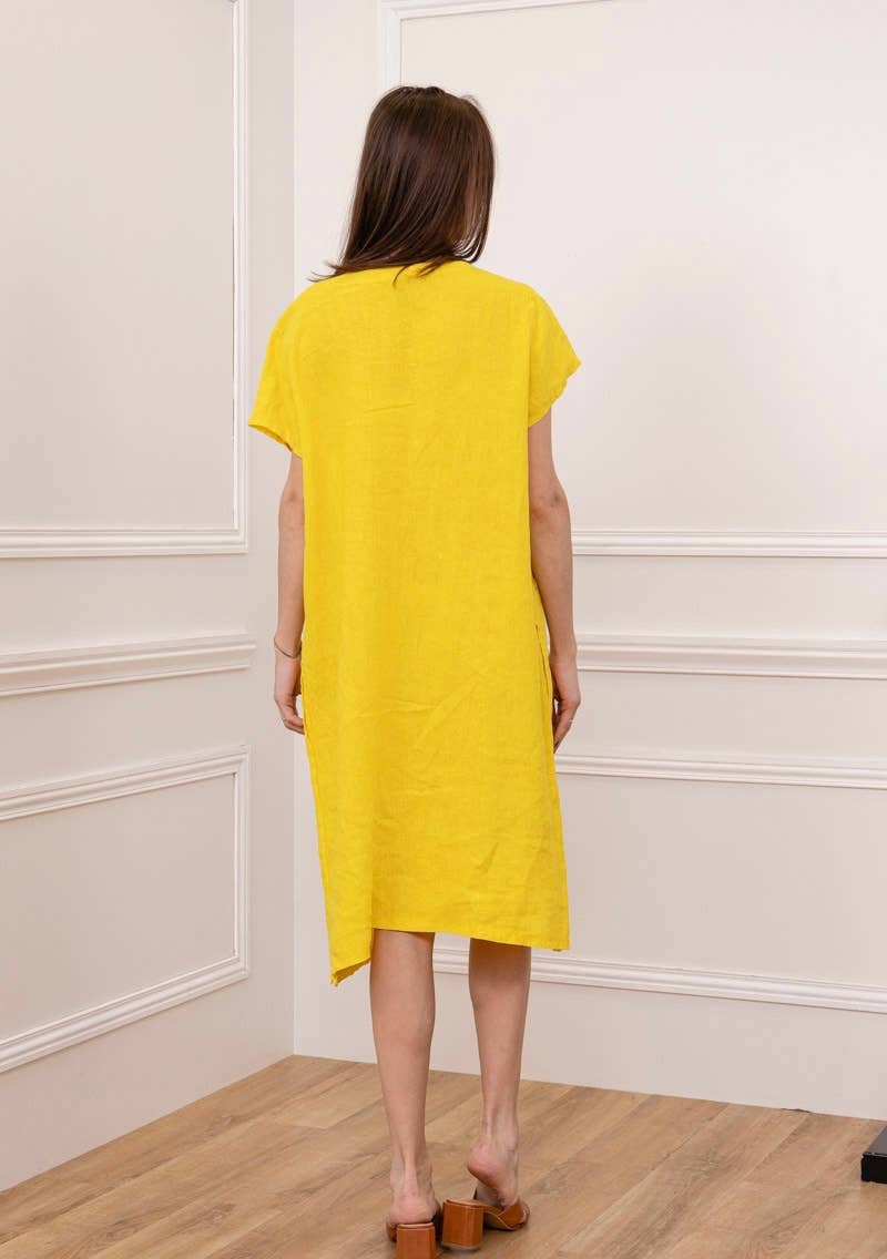 37692 TUNIC IN 100% LINEN: BOTANICAL