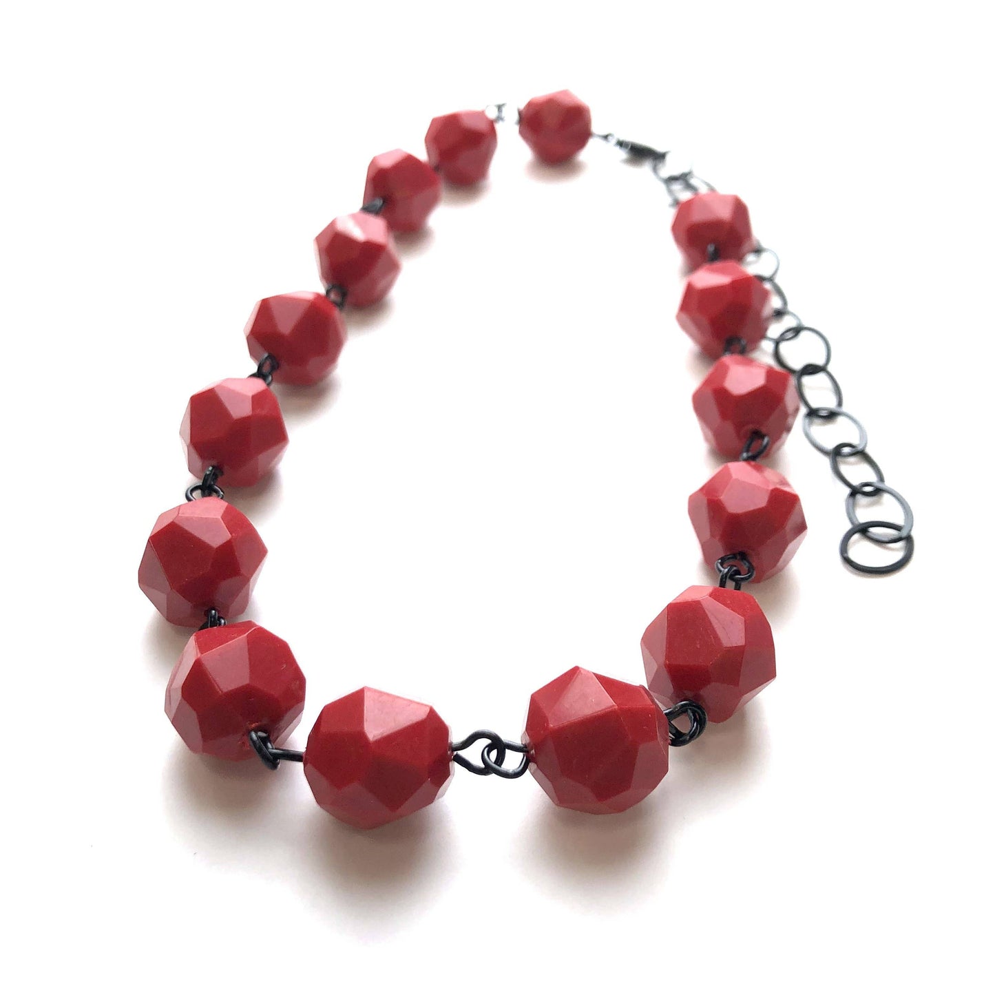 Cherry Red Faceted Bead Amelia Necklace