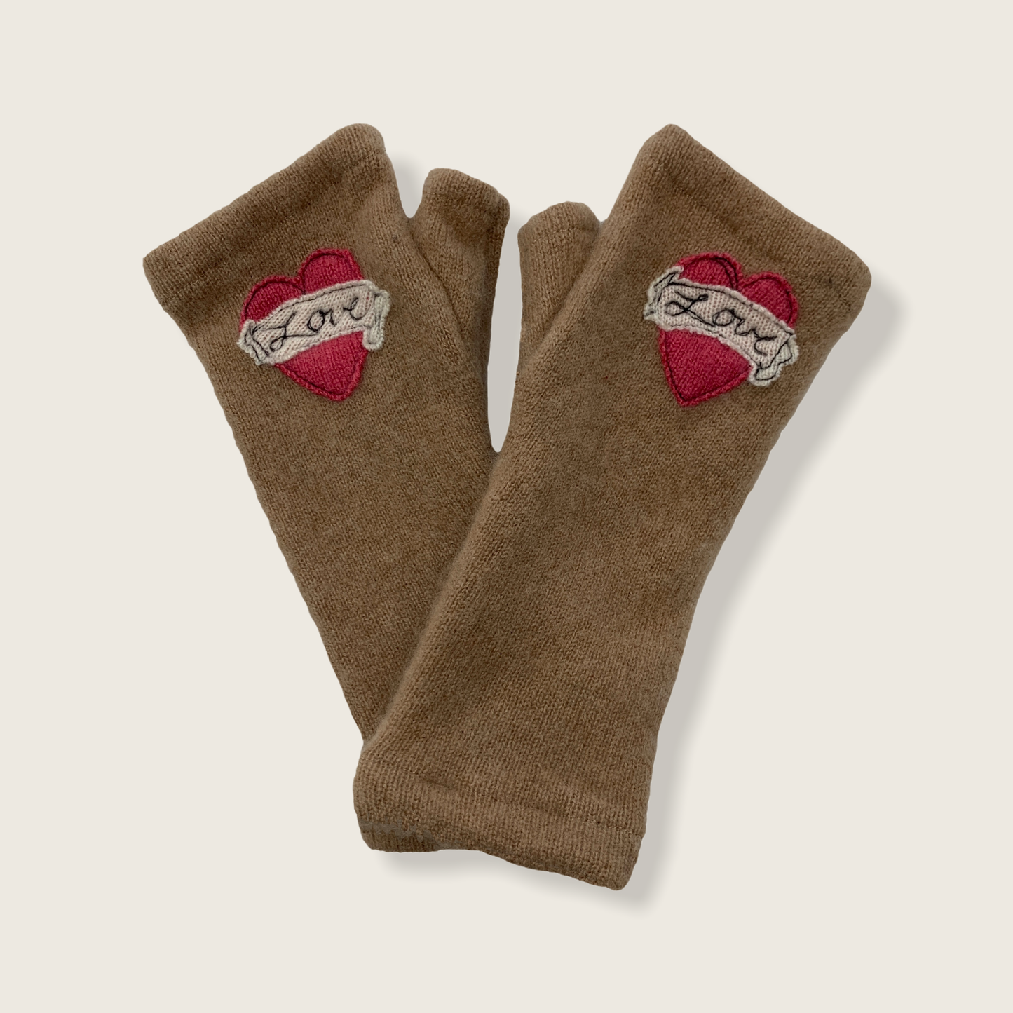 Fingerless Cashmere Gloves-Tattoo Heart Love