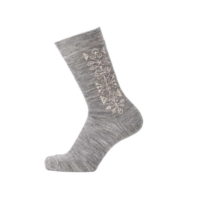 Cai Merino Wool Socks, "Tradition" - Light Gray