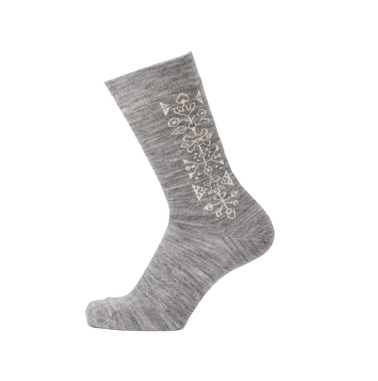 Cai Merino Wool Socks, "Tradition" - Light Gray