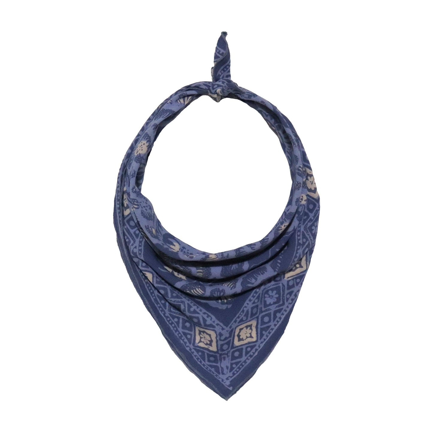Batik Bandana Blue Roses, Lightweight 100% cotton, Hand Dyed Hand Painted