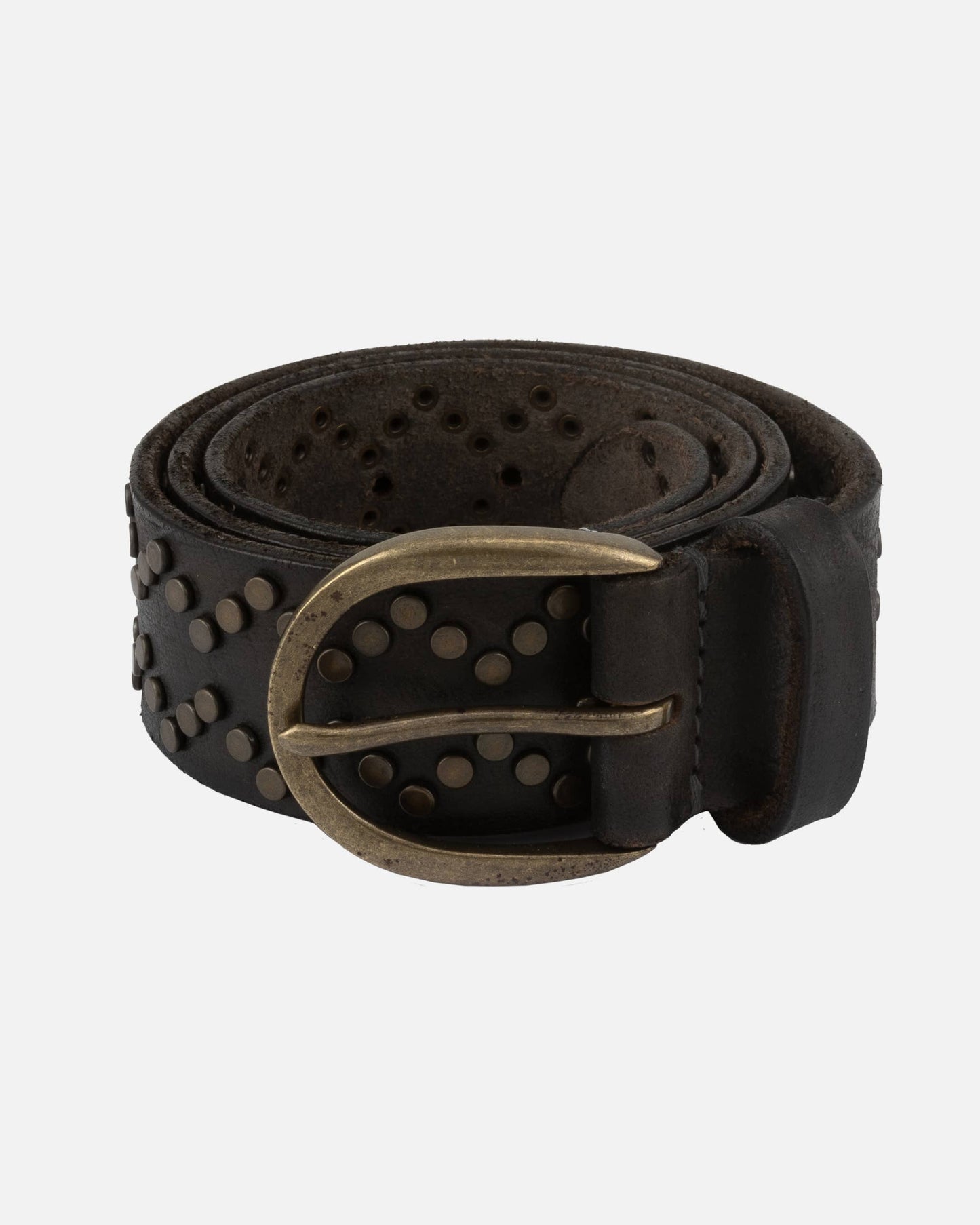 Demi | Oval Buckle Leather Studded Belt