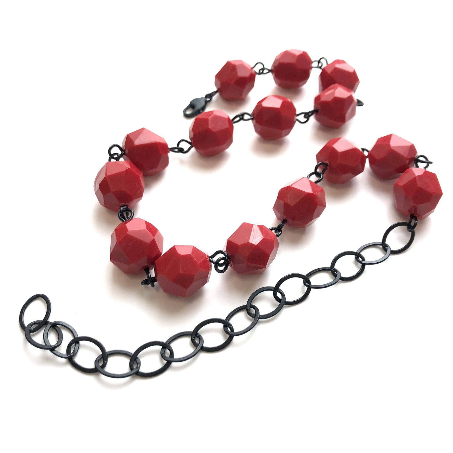 Cherry Red Faceted Bead Amelia Necklace