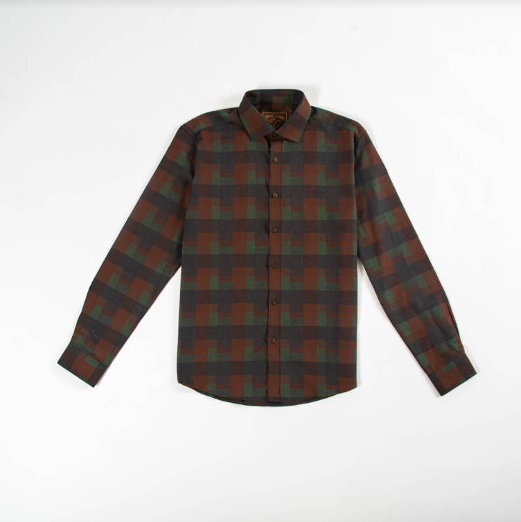 Army Plaid Long Sleeve Woven Shirt
