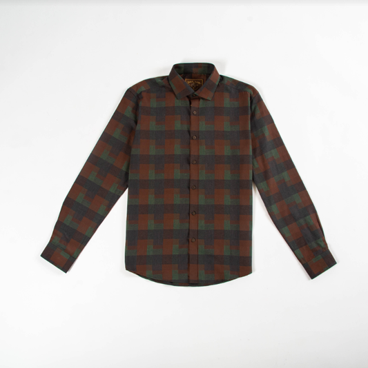 Army Plaid Long Sleeve Woven Shirt