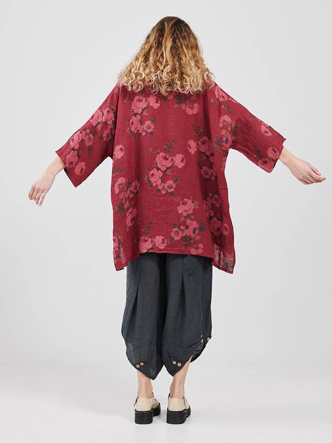 WOMEN'S - Linen FLORAL Teddy Shirt