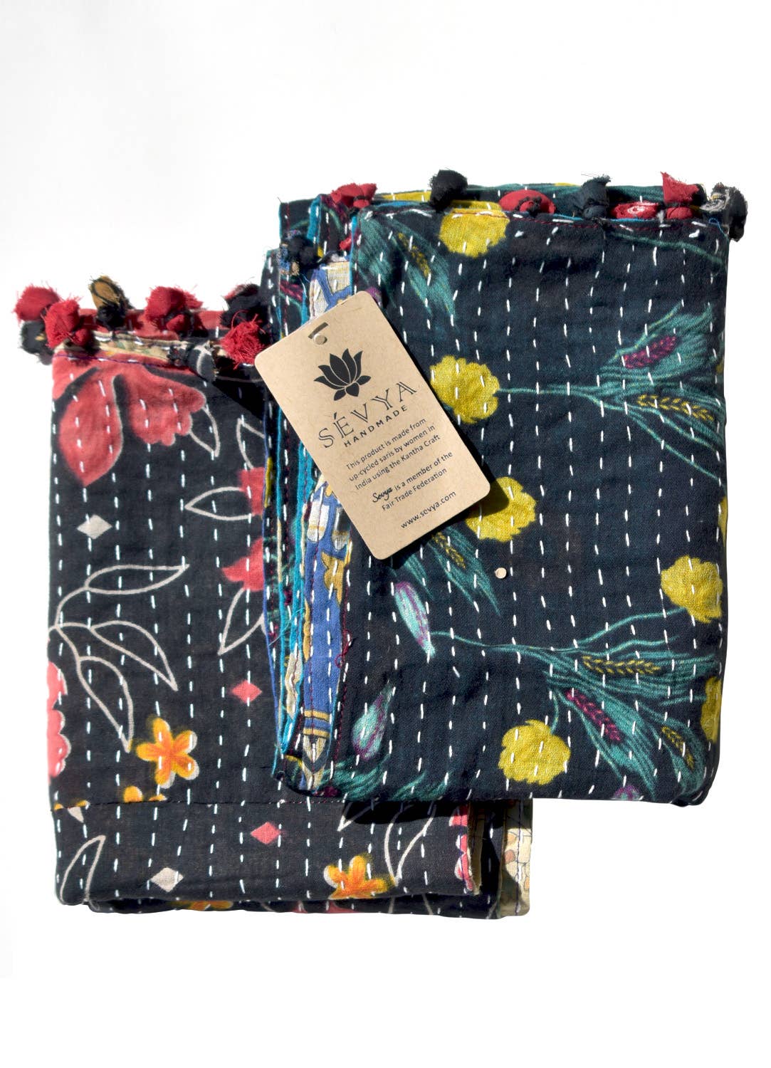 Black Kantha Table Runner