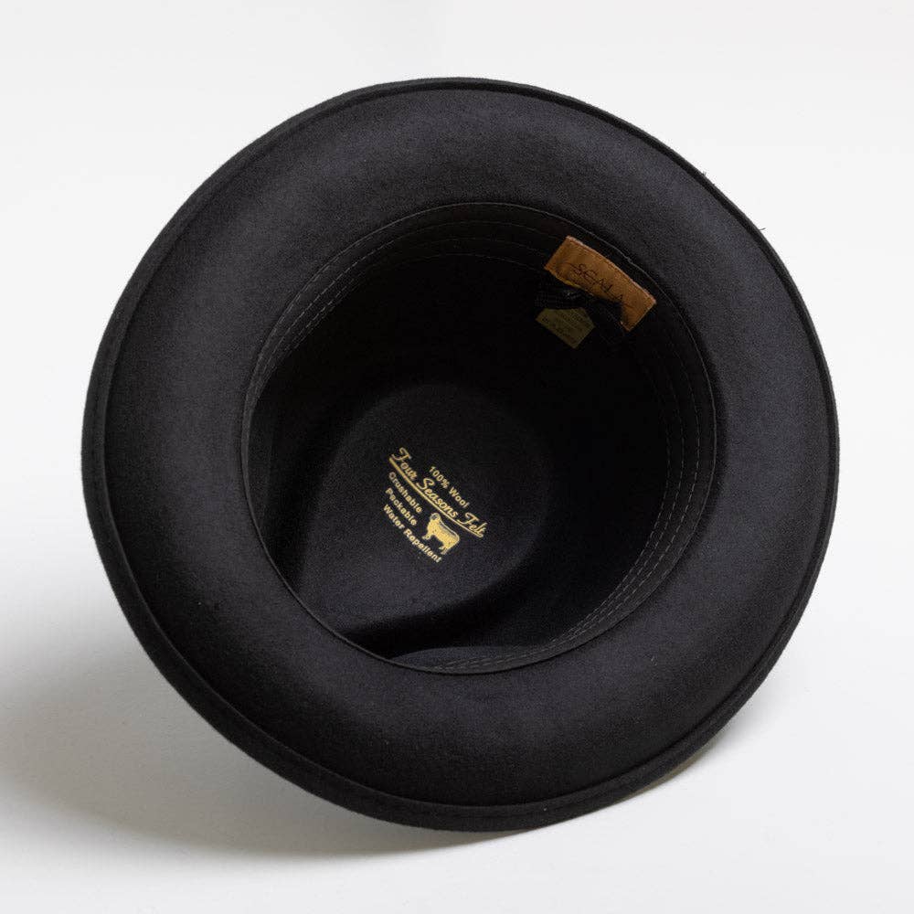 Mens Winter Wool Felt Crushable Fedora Hat- Bristol
