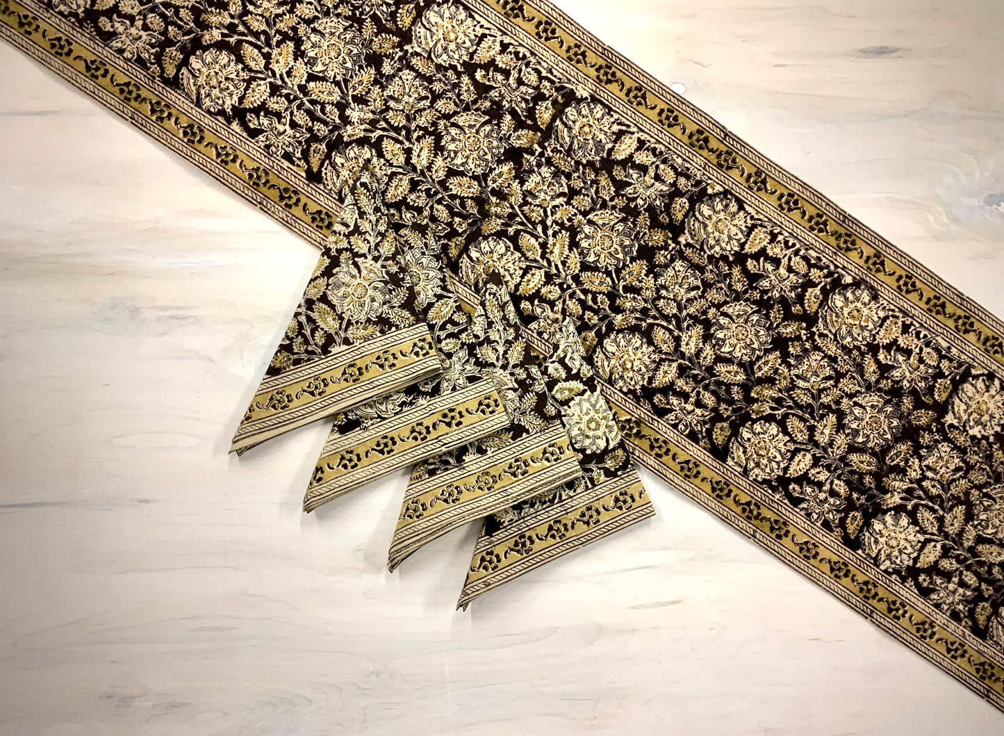 Black Kalamkari Table Runner