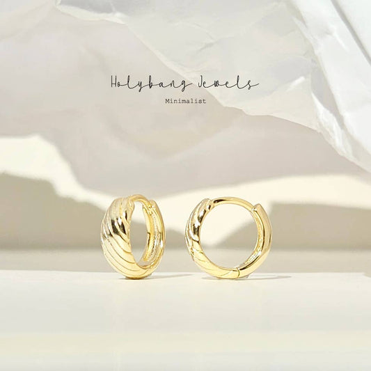 PATTERNED THICK HUGGIE EARRINGS - E-HT1986