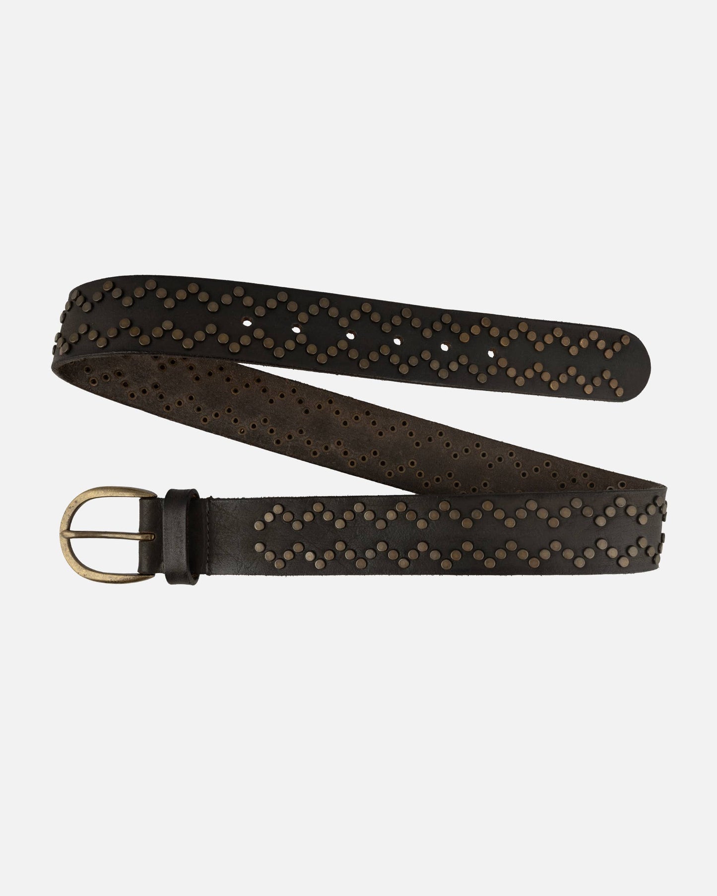Demi | Oval Buckle Leather Studded Belt