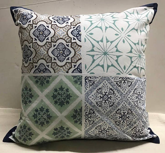 Pillow Printed 18" x 18" Porto Blue White