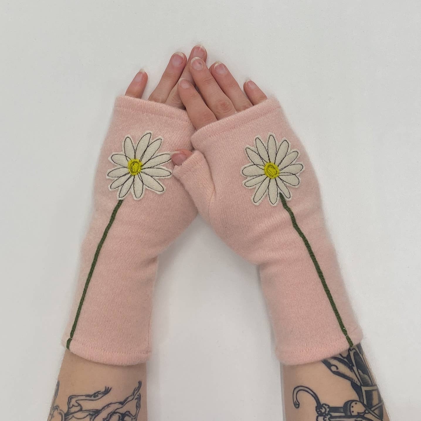 Fingerless Cashmere Gloves-Daisy