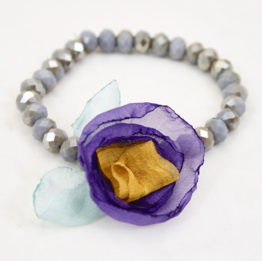 Crystal and Flower Stretch Bracelet  -The Classics Collection- B1-966