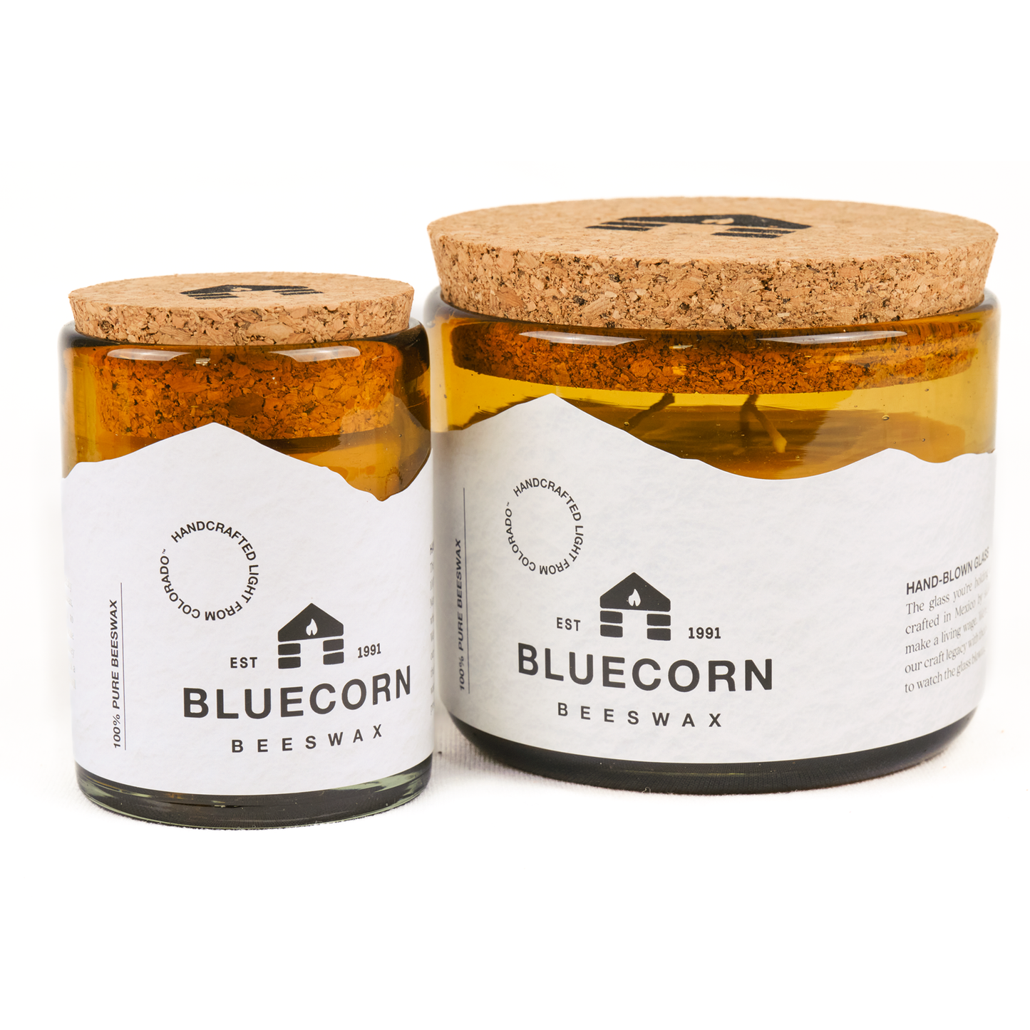Pure Beeswax Jar Candle in Blown Glass Holder