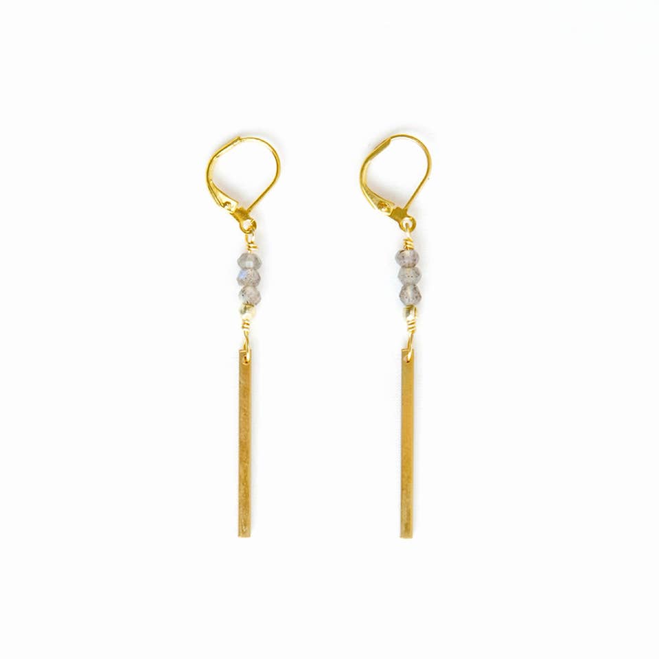 Labradorite and Bar Earring