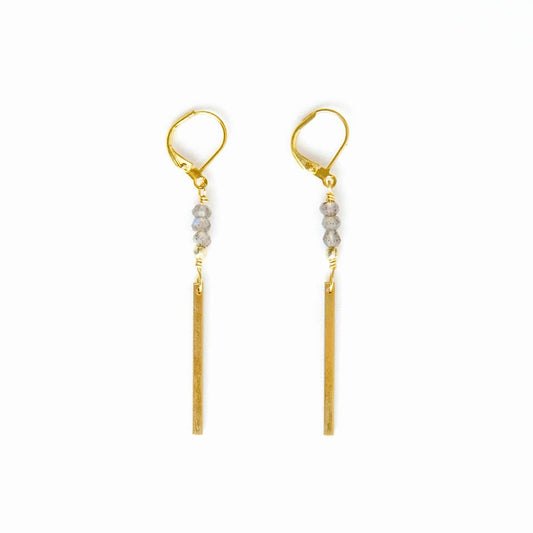 Labradorite and Bar Earring