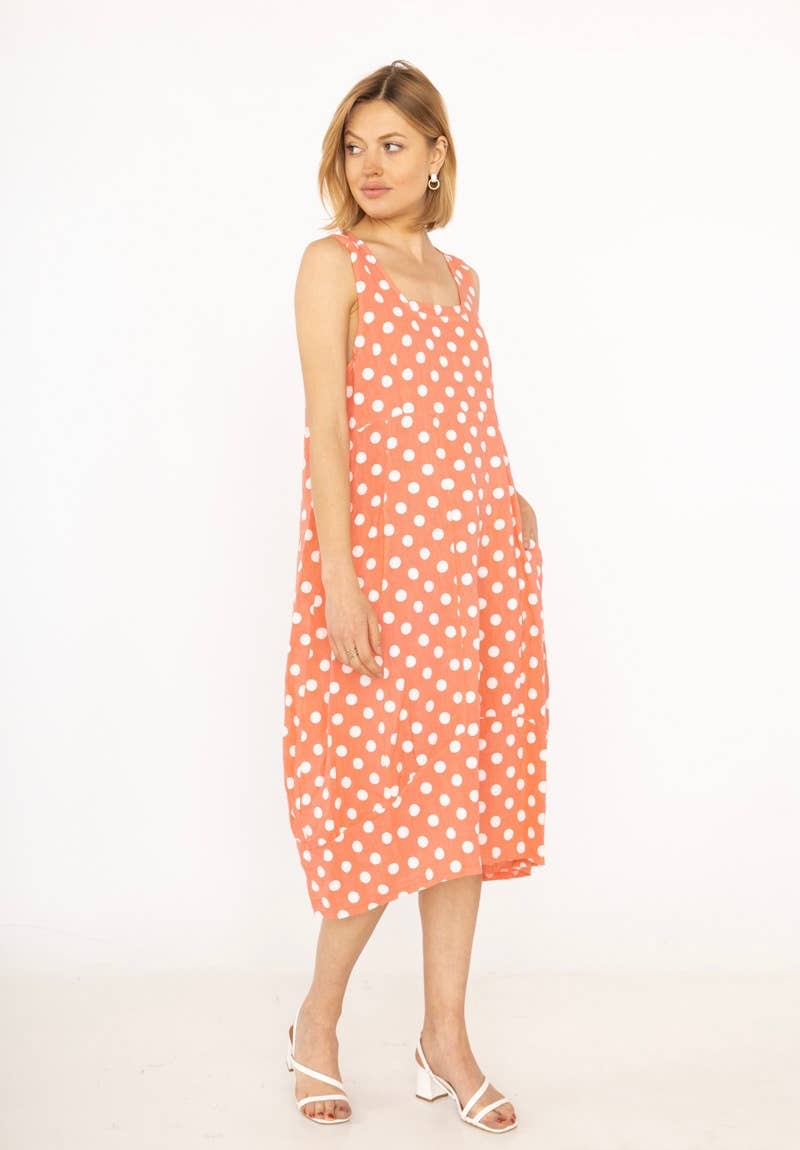 322 POLKA DOT DRESS IN LINEN SPRING SUMMER CLOTHING