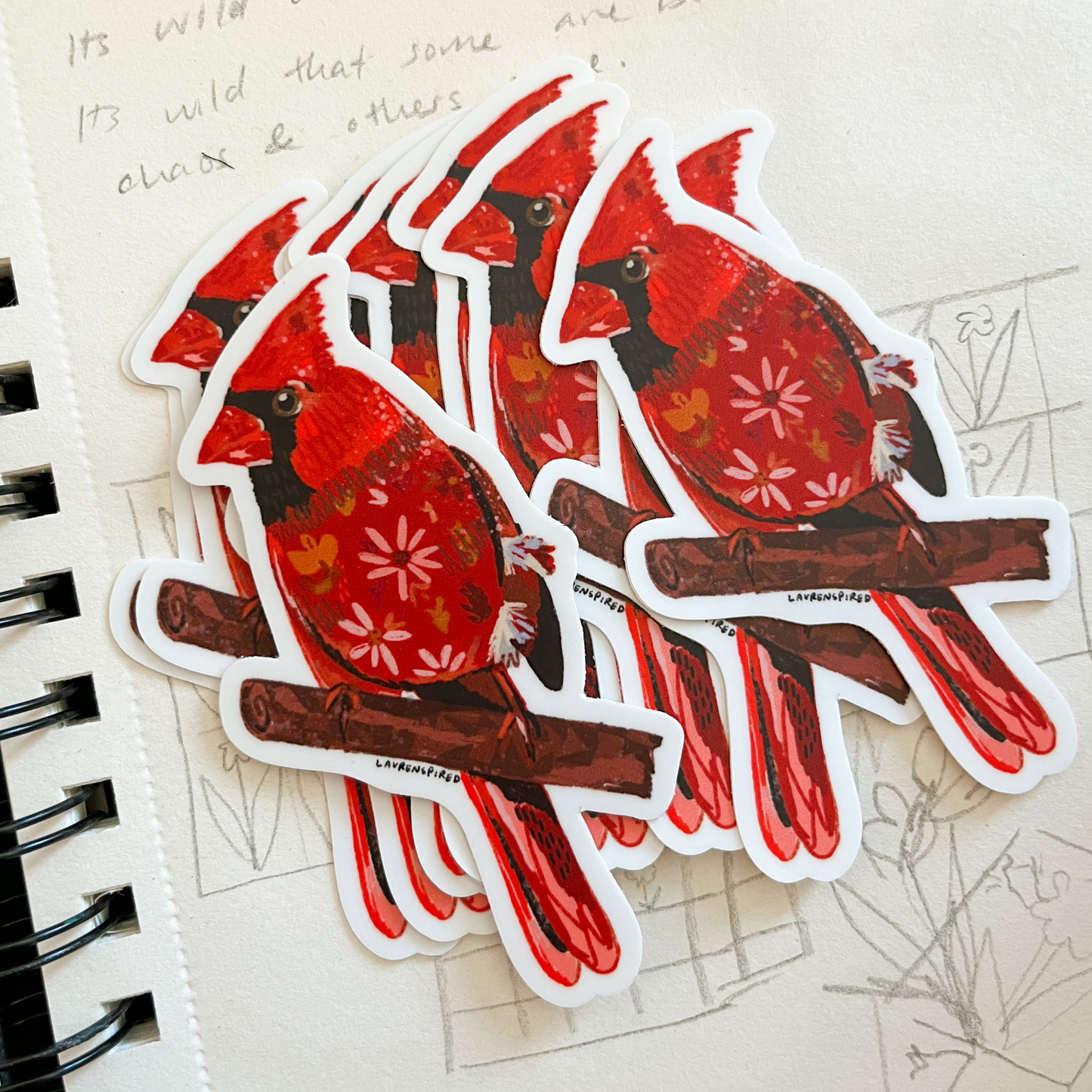 Red Cardinal Sticker, birding stickers, cardinal gift