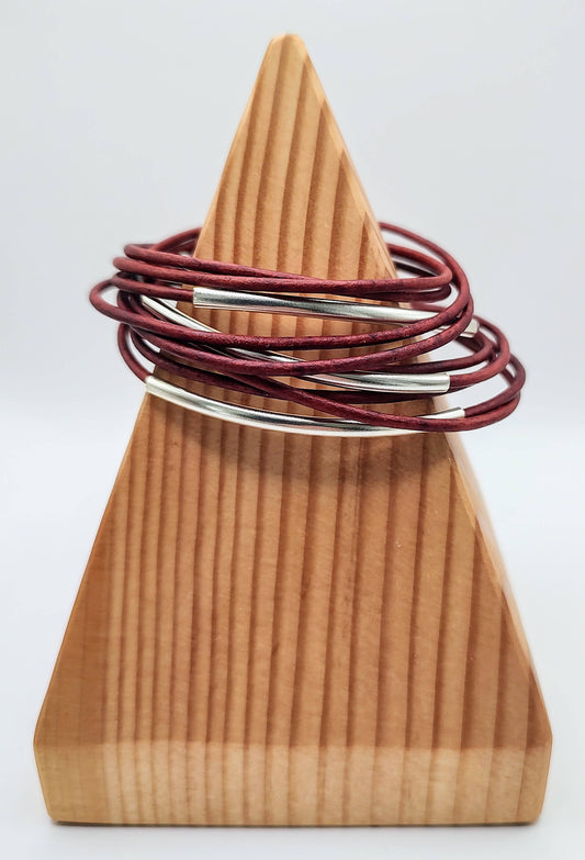Distressed Turkey Red Original Leather Wrap Bracelets