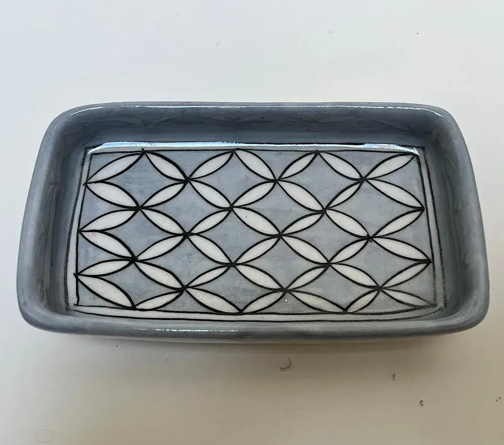 Pottery Soap Dish Geo Grey