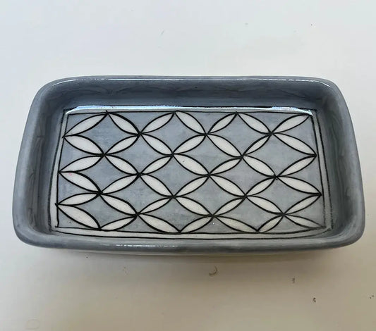 Pottery Soap Dish Geo Grey