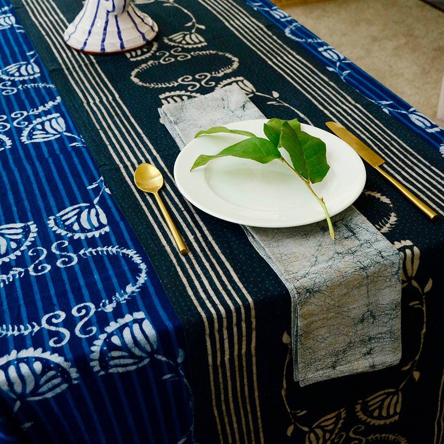 Black & White Table Linens Cotton Table Runner - Danya