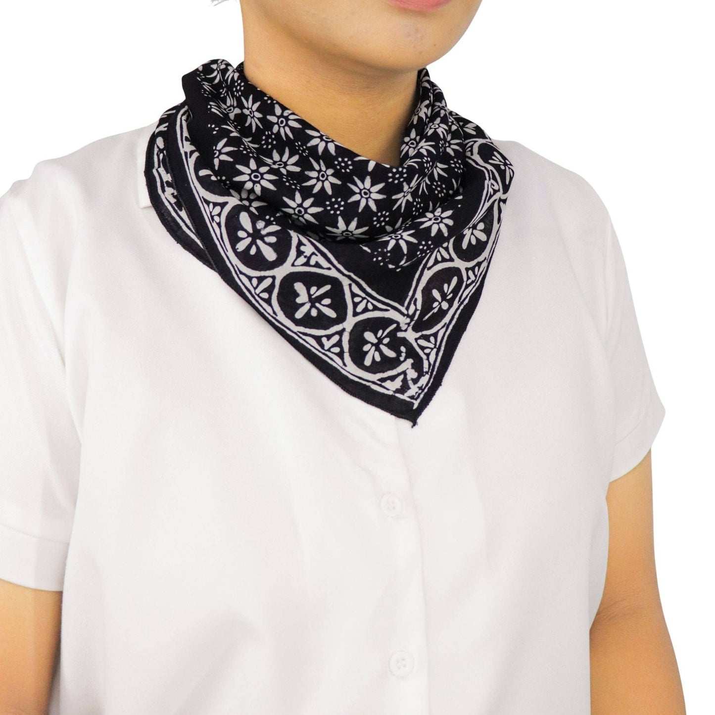 Hand Dyed Batik Bandana, 100% Soft Cotton, Black Mirage