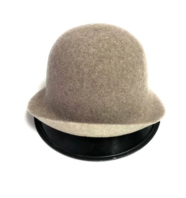 21S-0564 Boiled Wool Flat Knit Reversible Cloche Hat