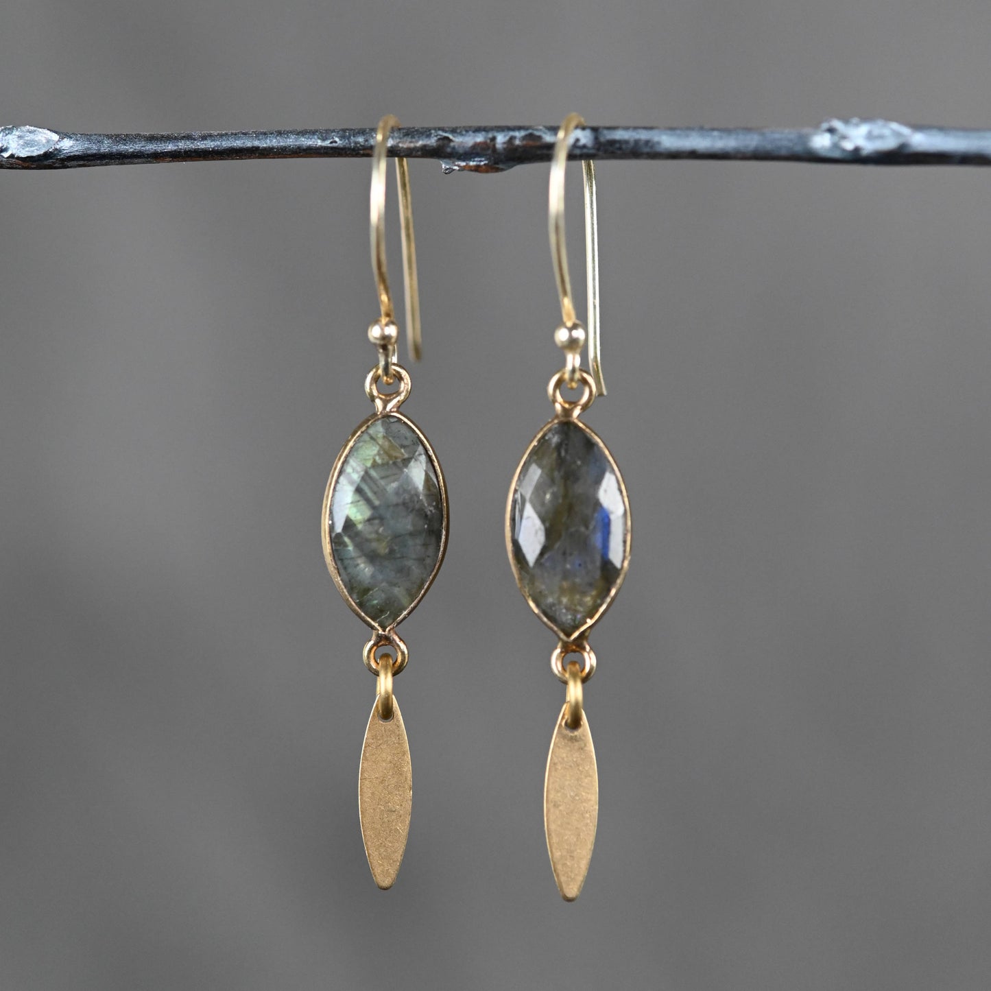 Semi Precious Small Marquise Drops Dangle Earrings