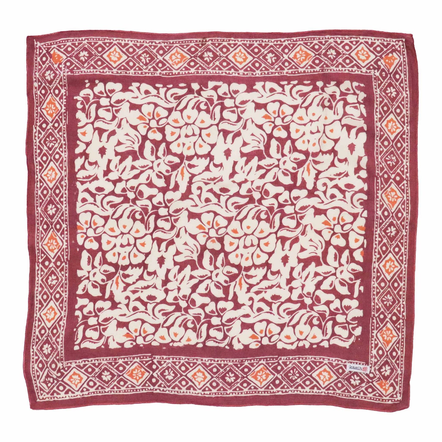 Hand Dyed Batik Bandana, Plum Haze, Floral, Purple, Scarf, 100% Cotton