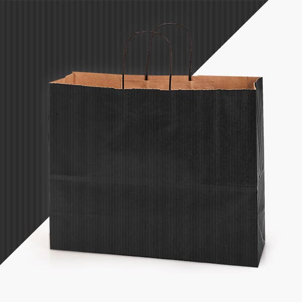 Recycled Shadow Stripe Kraft Paper Retail Shopping Bags
