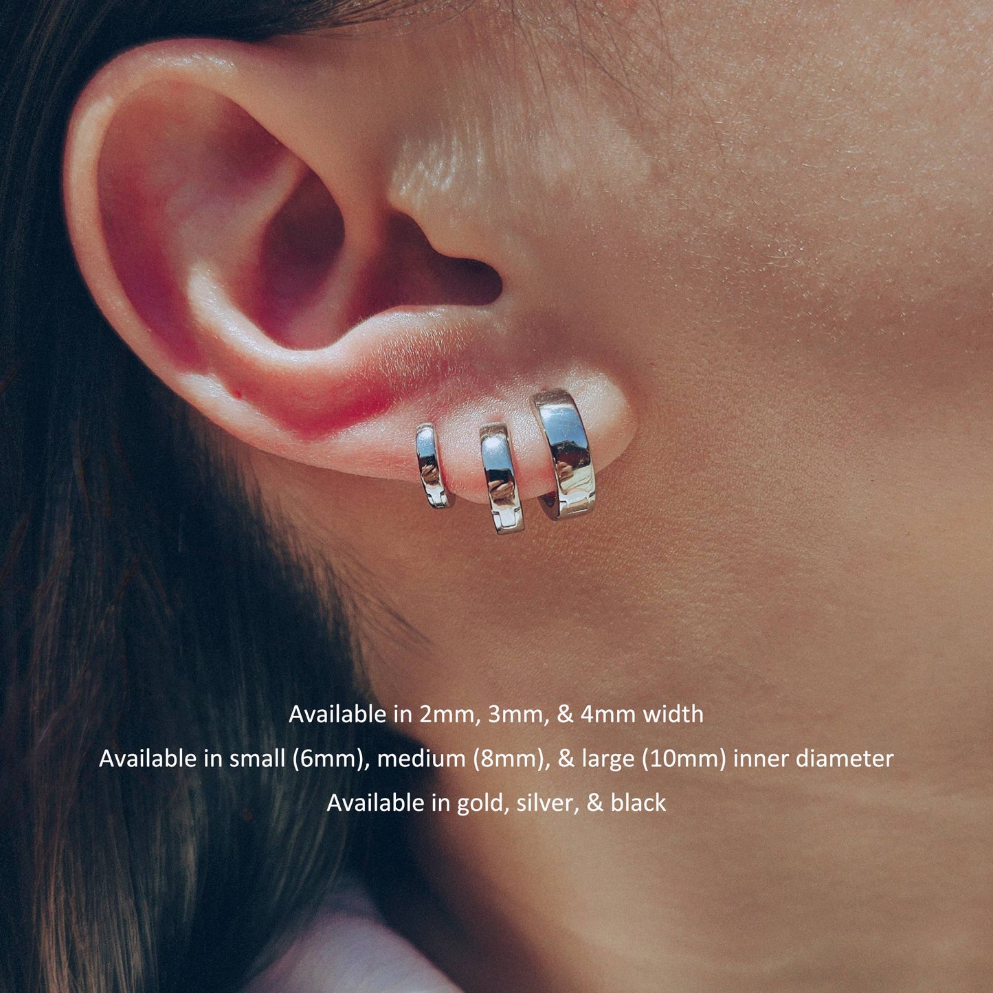 CLASSIC HUGGIE HOOP EARRINGS -E-HT1648 / E-HT1649 / E-HT1650