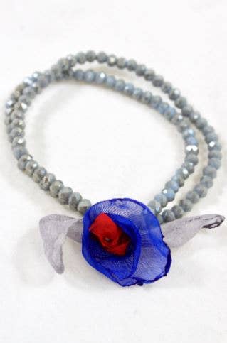 Grey Double Crystal Flower Bracelet -The Classics Collection- B1-1020