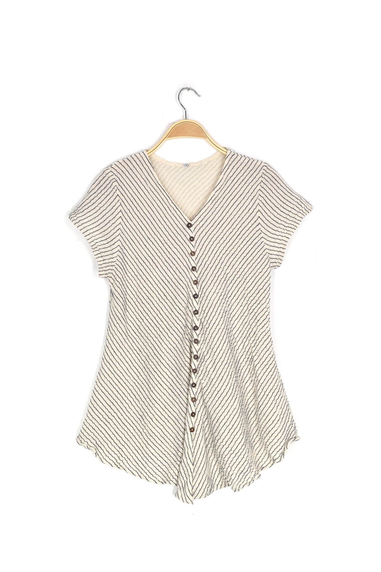 Striped Cotton Button Front Top-07452 (S/M, L/X, XXL)