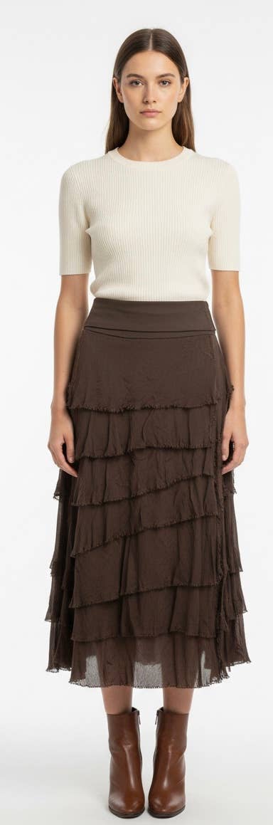 Silk Ruffle Skirt