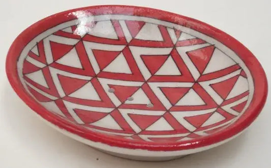 Pottery Soap Dish Med Aztec Red