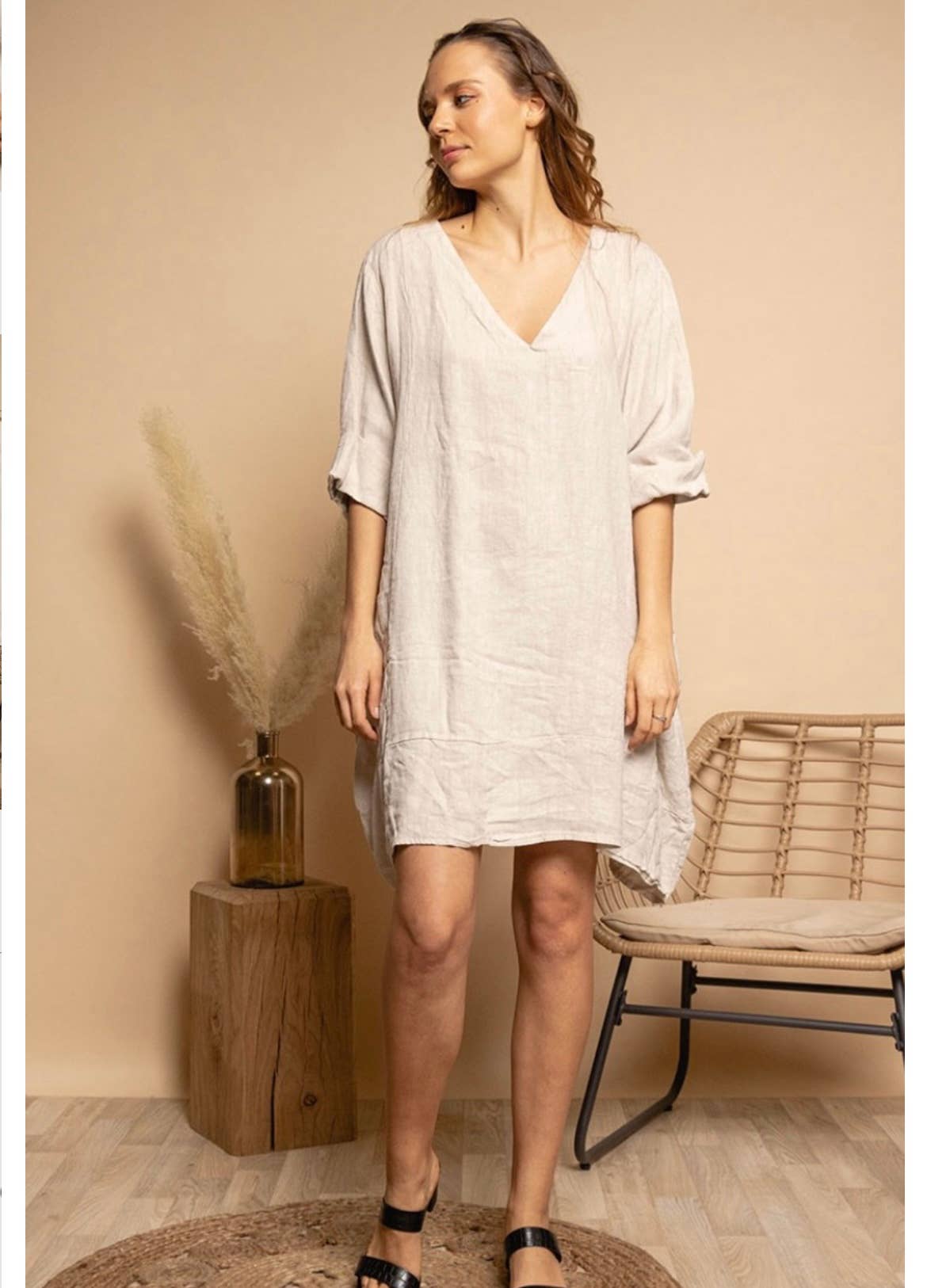 LINEN DRESS. 67188 MELANIA