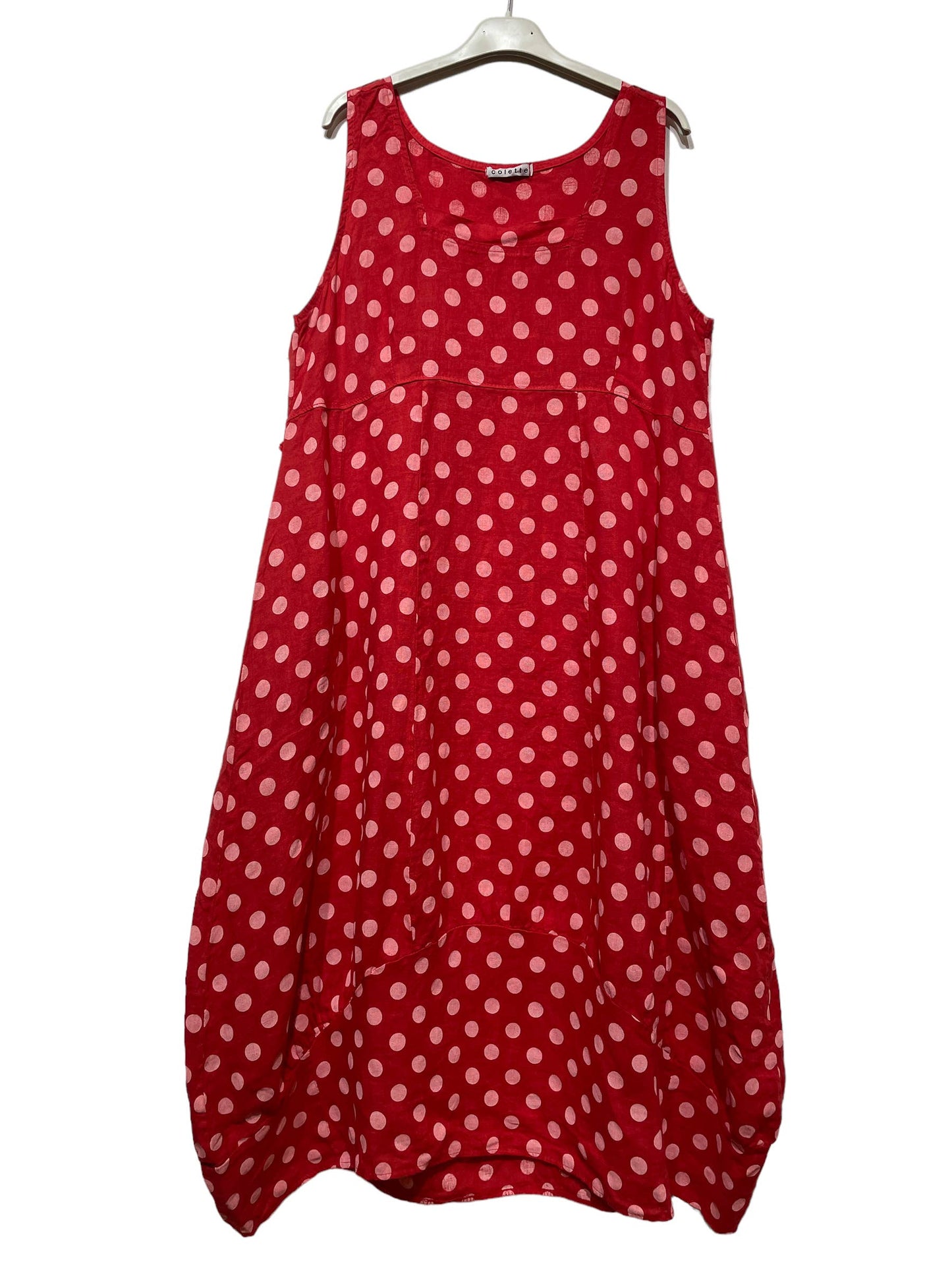 322 POLKA DOT DRESS IN LINEN SPRING SUMMER CLOTHING