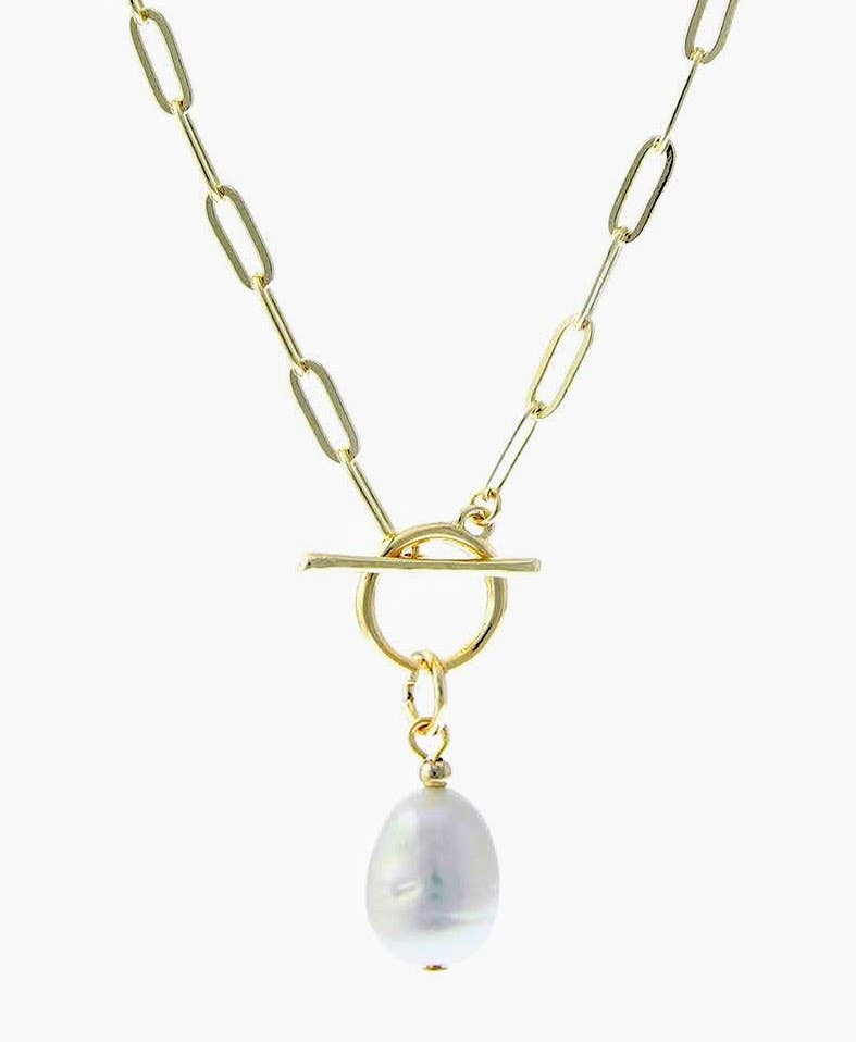 FRESHWATER PEARL CHAIN TOGGLE NECKLACE