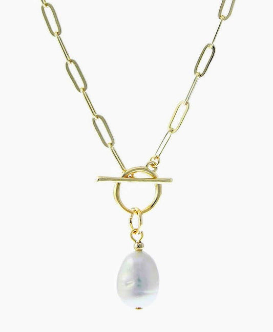 FRESHWATER PEARL CHAIN TOGGLE NECKLACE