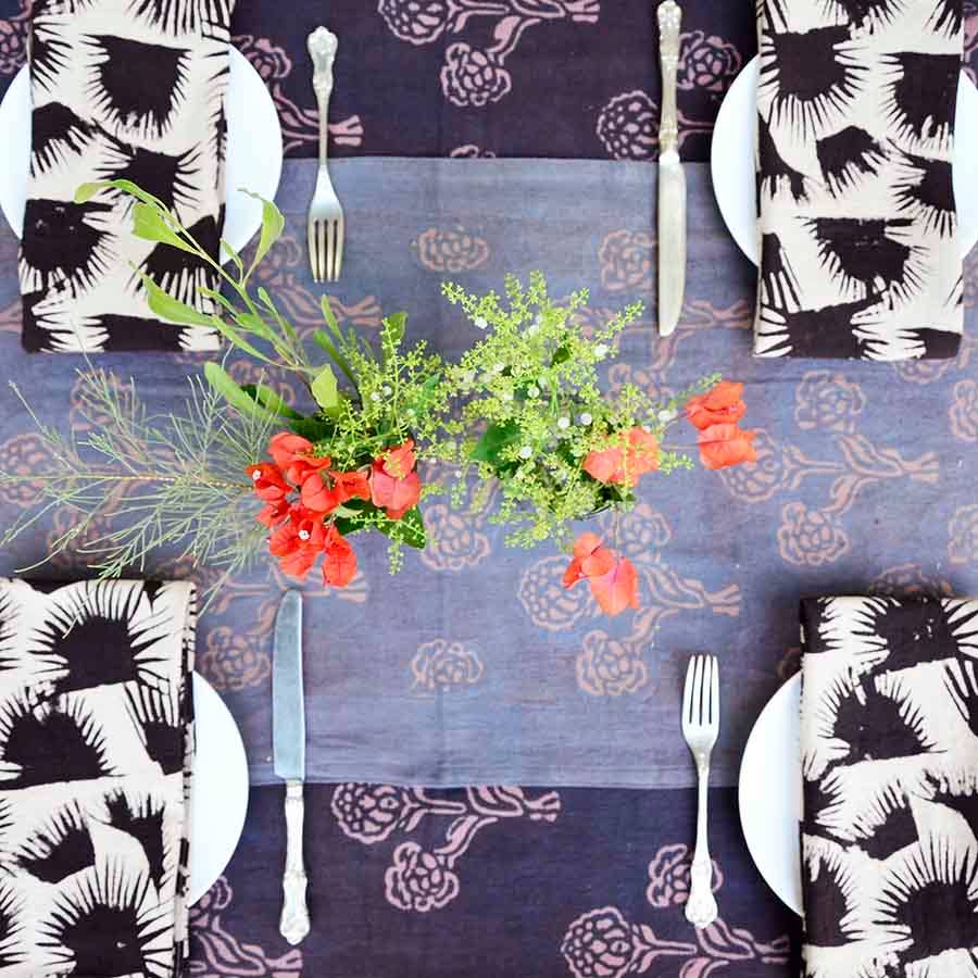 Fern - Black Organic Cotton Napkins - Set of 4