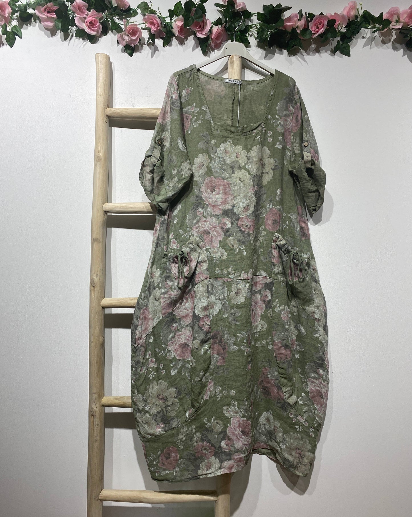 7697 LINEN DRESS, FLORAL SPRING SUMMER CLOTHING