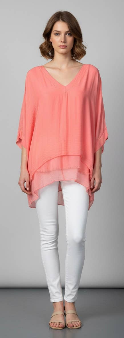 Silk Vneck Ruffle Top
No Tariffs Will Be Added