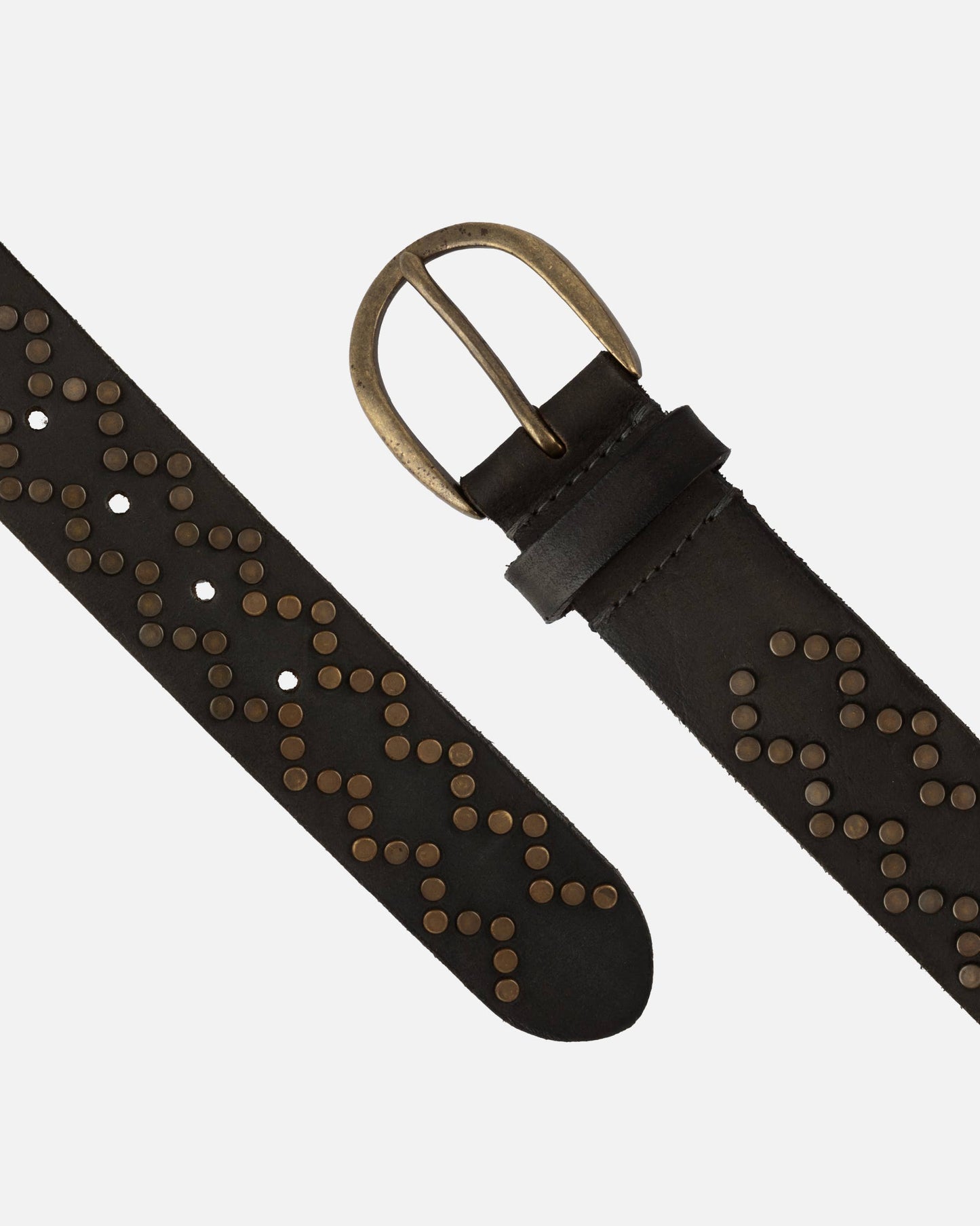 Demi | Oval Buckle Leather Studded Belt
