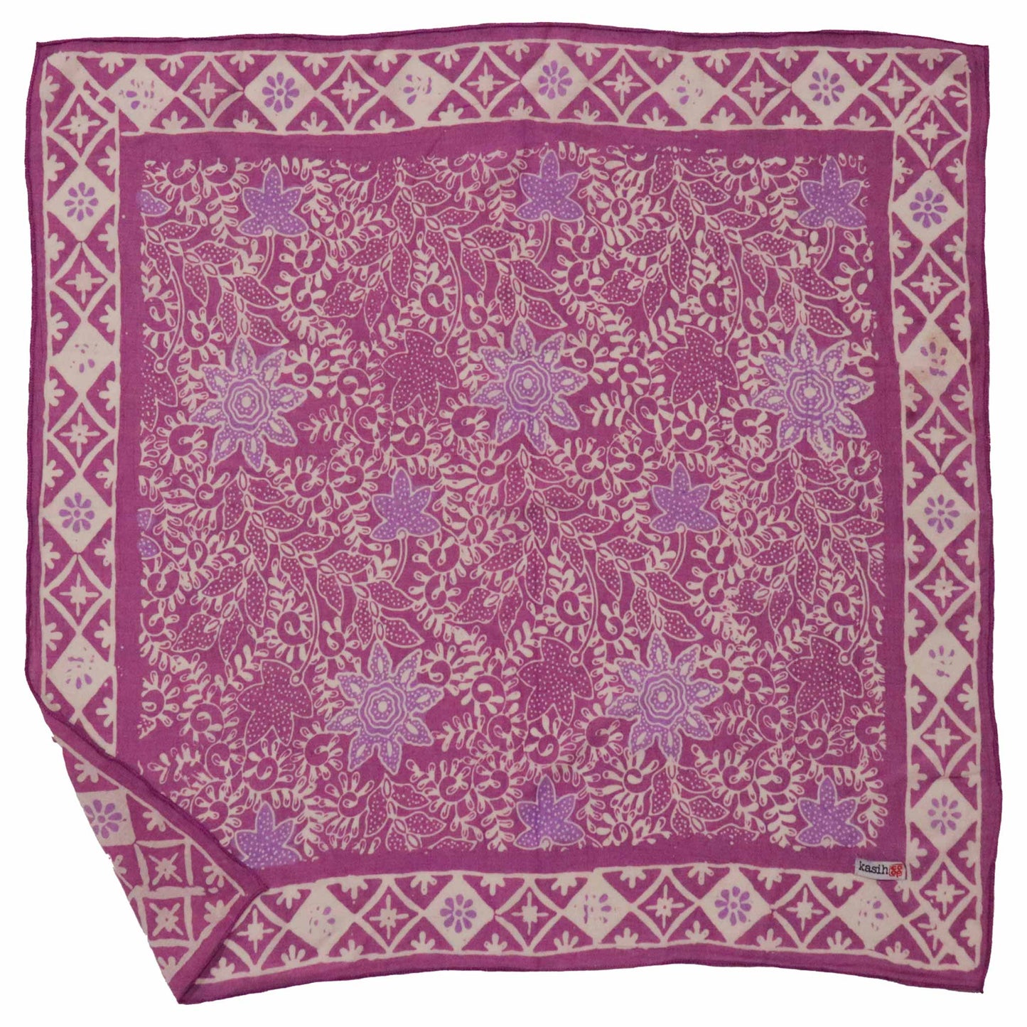 Hand Dyed Batik Bandana, 100% Soft Cotton, Pink Lilac
