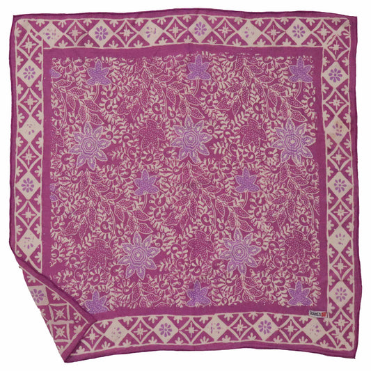 Hand Dyed Batik Bandana, 100% Soft Cotton, Pink Lilac