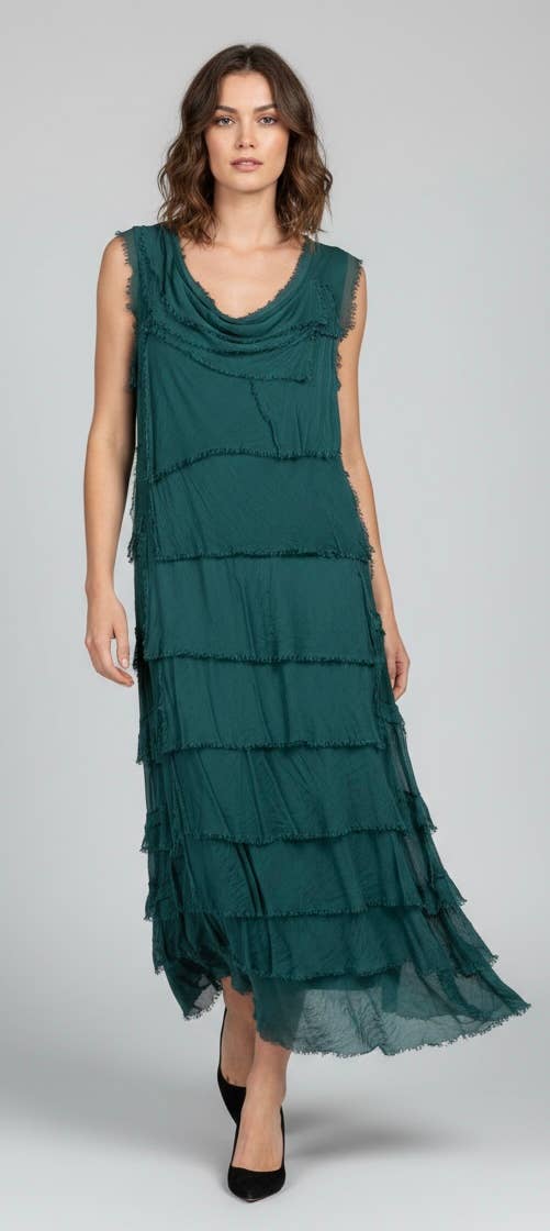Silk Maxi Ruffle Dress
No Tariffs Will Be Added